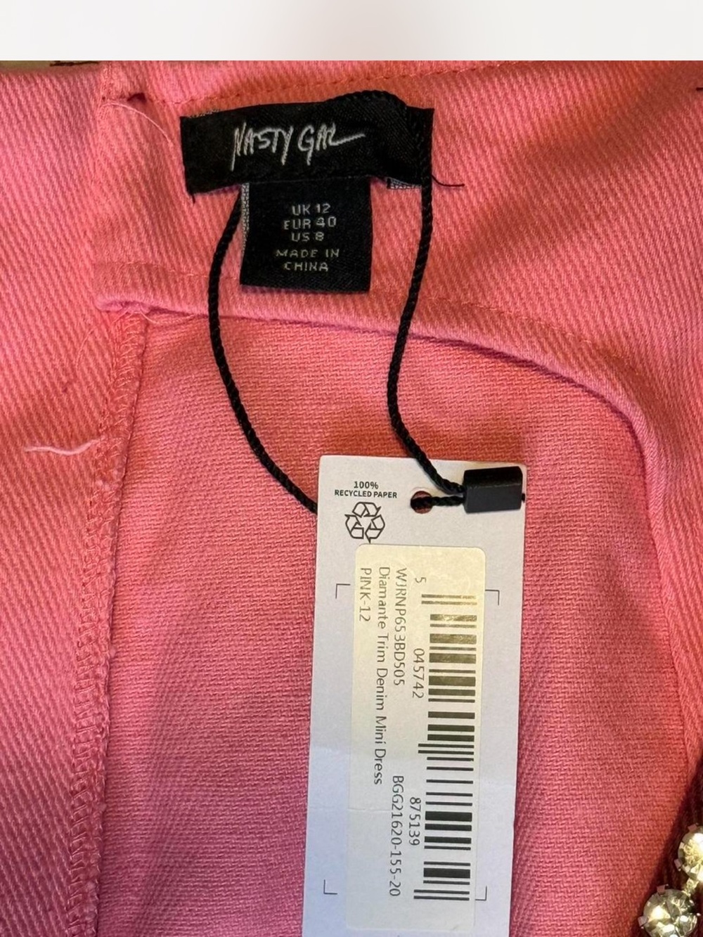 NastyGal Colorblock Mini Dress with Embellished Trim - Plum & Pink - Picture 6 of 7